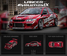 Load image into Gallery viewer, TM 1:64 JDM Lancer EVO 9 IX Hipermax Figure Sports Model Diecast Metal Car BN