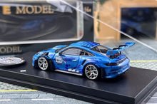 Load image into Gallery viewer, EM 1:64 Blue Shark 911 GT3 RS Sports Model Diecast Metal Car New Collection