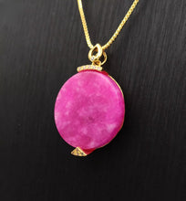 Load image into Gallery viewer, Nature Jade Pink Round Fortune Pendant Necklace Gift Jewelry charm Blessing new