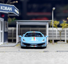 Load image into Gallery viewer, TOC 1:64 Baby Blue 488 Pista Coupe Sports Model Diecast Metal Car New Collection