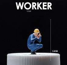 Load image into Gallery viewer, 1:64 Painted Figure Mini Model Toy Miniature Car Scenes Resin Worker Squatting