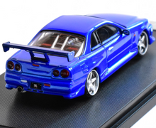 Load image into Gallery viewer, GFCC 1:64 Blue VIP Skyline GTR R34 C-West Sport Model Diecast Metal Car New Collection