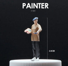 Load image into Gallery viewer, 1:64 Painted Figure Mini Model Toy Miniature Car Scenes Resin Painter Man Artist