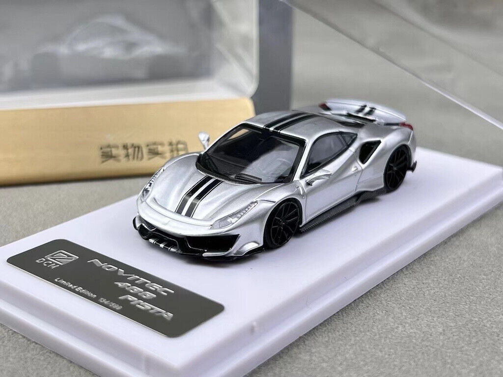 DCM 1:64 Silver Novitec 488 Pista Racing Sports Model Diecast