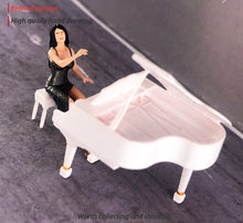 Load image into Gallery viewer, 1:64 Painted Figure Mini Model Miniature Resin Diorama Sand Pianist Lady Piano