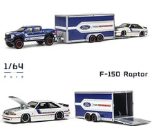 Load image into Gallery viewer, Maisto 1:64 2021 F150 Raptor Trailer 1993 SVT Cobra Haulers Model Metal Car