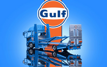 Load image into Gallery viewer, GCD 1:64 Blue Gulf Fuso Fighter Mk2 Double Deck Tow Model Diecast Metal Car