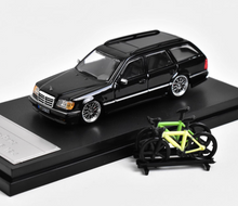 Load image into Gallery viewer, Mortal 1:64 Black VIP S124 E300 Wagon Roof Bike Model Diecast Metal Car New