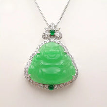 Load image into Gallery viewer, Nature Jade Green Laughing Budha Pendant Necklace Gift Jewelry charm Blessing