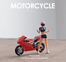 Load image into Gallery viewer, 1:64 Painted Figure Mini Model Toy Miniature Car Scenes Resin Pink Helmet Girl