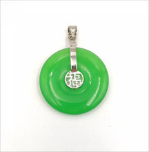 Load image into Gallery viewer, Nature Jade Pendant Necklace Gift Jewelry charm Blessing Fu Fortune Round Luck b