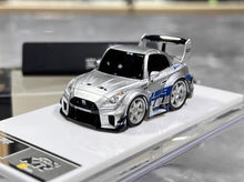 Load image into Gallery viewer, KR 1:64 Silver LBWK GTR R35 Cute Q Sports Model Diecast Resin Car New Collection