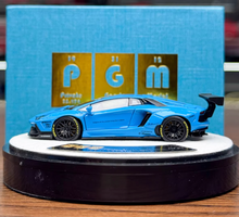 Load image into Gallery viewer, PGM 1:64 Blue Aventador LP700-4 LB Round Sports Model Diecast Metal Car New Collection