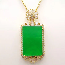 Load image into Gallery viewer, Nature Jade Retangle Pendant Necklace Gift Jewelry charm Blessing Luck Jewelry a