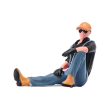 Load image into Gallery viewer, 1:64 Painted Figure Model Miniature Resin Diorama Sand Sitting Cap Man Boy Cool