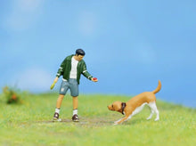 Load image into Gallery viewer, 1:64 Painted Figure Model Miniature Resin Diorama Sand Pet Walk Dog Puppy Toy