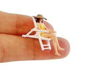 Load image into Gallery viewer, 1:64 Painted Figure Mini Model Miniature Resin Diorama Sand Beach Lady Girl Pet