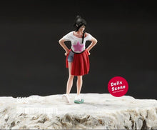 Load image into Gallery viewer, 1:64 Painted Figure Model Miniature Resin Diorama Toy Sand Pretty Red Skirt Girl