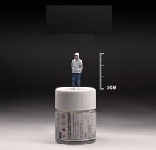 Load image into Gallery viewer, 1:64 Painted Figure Mini Model Toy Miniature Car Scenes Resin Men in Hoddie Grey