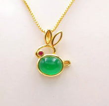 Load image into Gallery viewer, Nature Jade Cute Rabbie Pendant Necklace Gift Jewelry charm Blessing Lucky c
