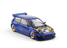 Load image into Gallery viewer, Poprace 1:64 Blue Civic EG6 Pandem Hoodless Sports Model Diecast Metal Car New Collection