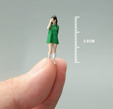 Load image into Gallery viewer, 1:64 Painted Figure Mini Model Miniature Resin Diorama Cute Green T-Shirt Girl New Scene