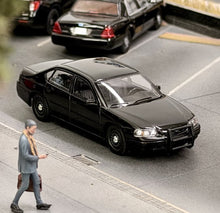 Load image into Gallery viewer, 1:64 596 Black Police Impala Ⅷ Sedan Sports Model Diecast Metal Car New Collection