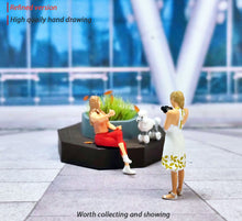 Load image into Gallery viewer, 1:64 Painted Figure Mini Model Miniature Resin Diorama Walking Dog Bestie Lady