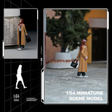 Load image into Gallery viewer, 1:64 Painted Figure Mini Model Miniature Resin Diorama Sand Wind Coat Girl Lady New Scene