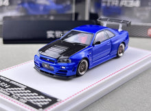 Load image into Gallery viewer, FH 1:64 Blue Carbon Skyline GTR R34 Z-Tune Sports Model Diecast Metal Car New Collection