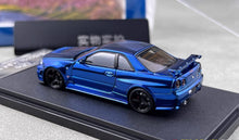 Load image into Gallery viewer, Fuji 1:64 Blue Carbon Skyline GTR R34 Nismo Z-Tune Model Diecast Metal Car