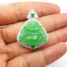 Load image into Gallery viewer, Nature Jade Green Laughing Budha Pendant Necklace Gift Jewelry charm Blessing