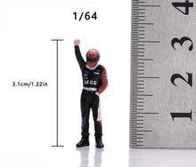Load image into Gallery viewer, 1:64 Painted Figure Model Miniature Resin Helmet Racer Driver Black Raise Hand