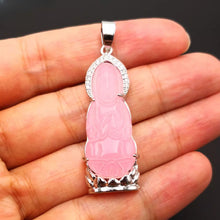 Load image into Gallery viewer, Nature Jade Guanyin Pendant Necklace Gift Jewelry charm Blessing Lucky Pink S