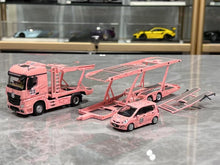 Load image into Gallery viewer, 1:64 Pink Actros Gigaspace 4x2 Trailer Truck Fit GD3 Model Diecast Metal Car
