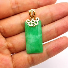 Load image into Gallery viewer, Nature Jade Peace Rectangle Pendant Necklace Gift Jewelry charm Blessing Lucky