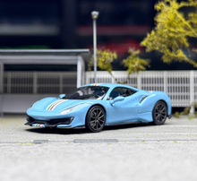 Load image into Gallery viewer, TOC 1:64 Baby Blue 488 Pista Coupe Sports Model Diecast Metal Car New Collection