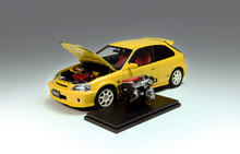 Load image into Gallery viewer, MH 1:18 Yellow JDM Civic Type R EK9 Hatchback Engine Model Diecast Metal Car