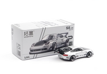 Load image into Gallery viewer, Poprace 1:64 Silver RWB 997 Racing Sports Model Diecast Metal Car New Collection