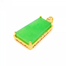 Load image into Gallery viewer, Nature Jade Retangle Fortune Pendant Necklace Gift Jewelry charm Blessing Luck b