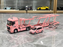 Load image into Gallery viewer, 1:64 Pink Actros Gigaspace 4x2 Trailer Truck Fit GD3 Model Diecast Metal Car