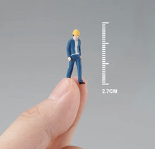 Load image into Gallery viewer, 1:64 Painted Figure Mini Model Toy Miniature Car Scenes Resin Blue Worker Man