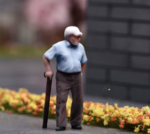 Load image into Gallery viewer, 1:64 Painted Figure Model Miniature Resin Sand Diorama Old Man with Cane Elderly