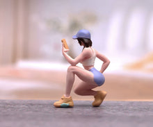Load image into Gallery viewer, 1:64 Painted Figure Model Miniature Resin Sand Gym Fit Girl Sporty Woman Cap