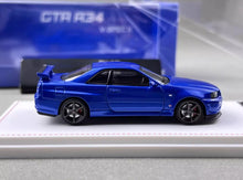 Load image into Gallery viewer, FH 1:64 JDM Blue Skyline GTR R34 V-SPEC II Sports Model Diecast Metal Car BN