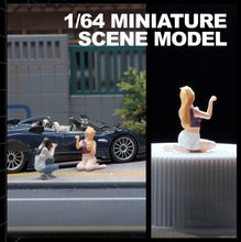 Load image into Gallery viewer, 1:64 Painted Figure Mini Model Toy Miniature Car Scenes Resin Cat Woman Hot Lady