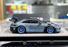 Load image into Gallery viewer, HH 1:64 Gray Blue Rims 992.1 GT3 RS Sports Model Diecast Resin Car New Collection