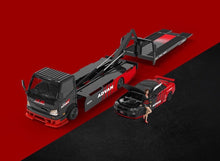 Load image into Gallery viewer, TM 1:64 Black H300 Flatbed Truck GTR R34 Figure Sport Model Diecast Metal Car