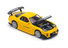 Load image into Gallery viewer, Poprace 1:64 JDM Yellow RX-7 FD3S RE Racing Sports Model Diecast Metal Car New Collection