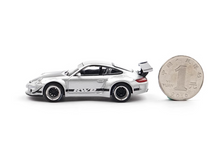 Load image into Gallery viewer, Poprace 1:64 Silver RWB 997 Racing Sports Model Diecast Metal Car New Collection